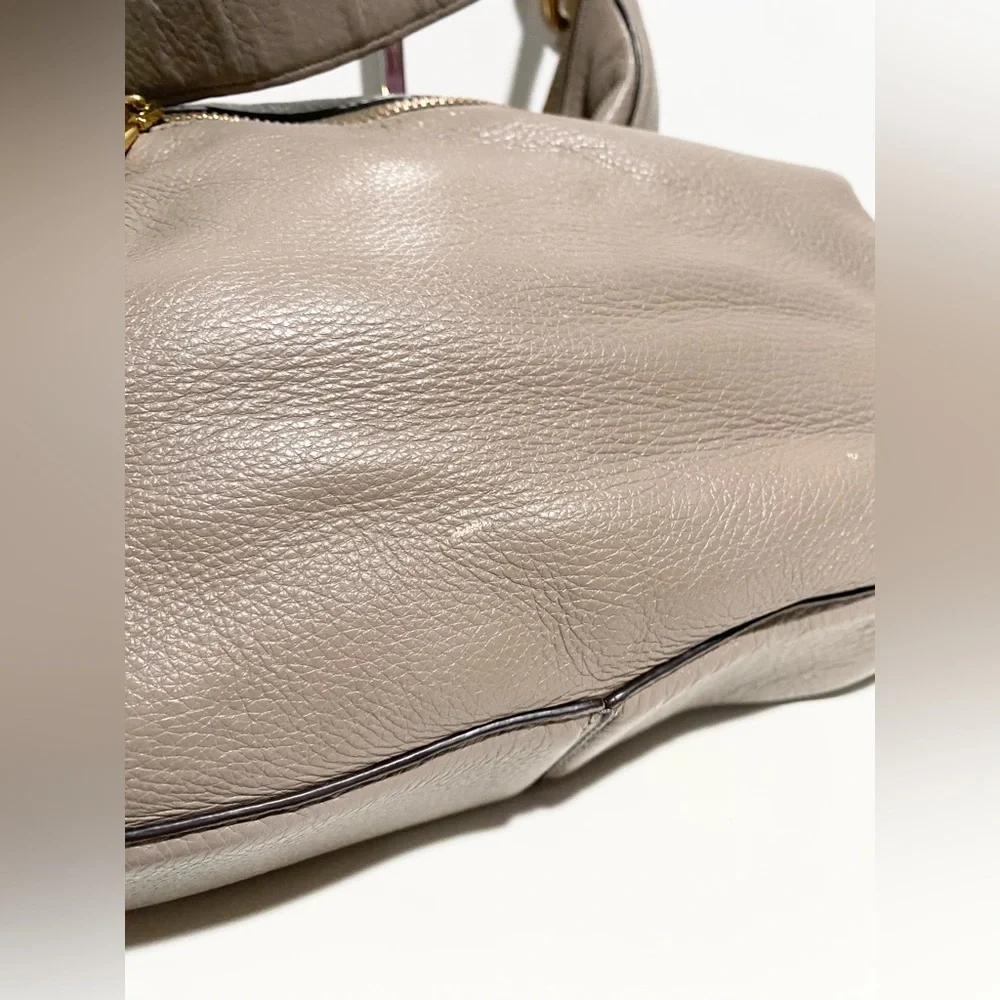 Marc Jacobs Taupe Leather Hobo Bag with Gold Hardware